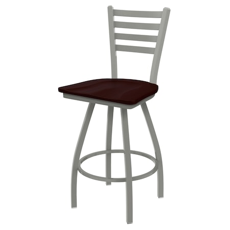 Holland Bar Stool Co 30" Swivel Bar Stool, Nickel Finish, Dark Cherry Oak Seat X410